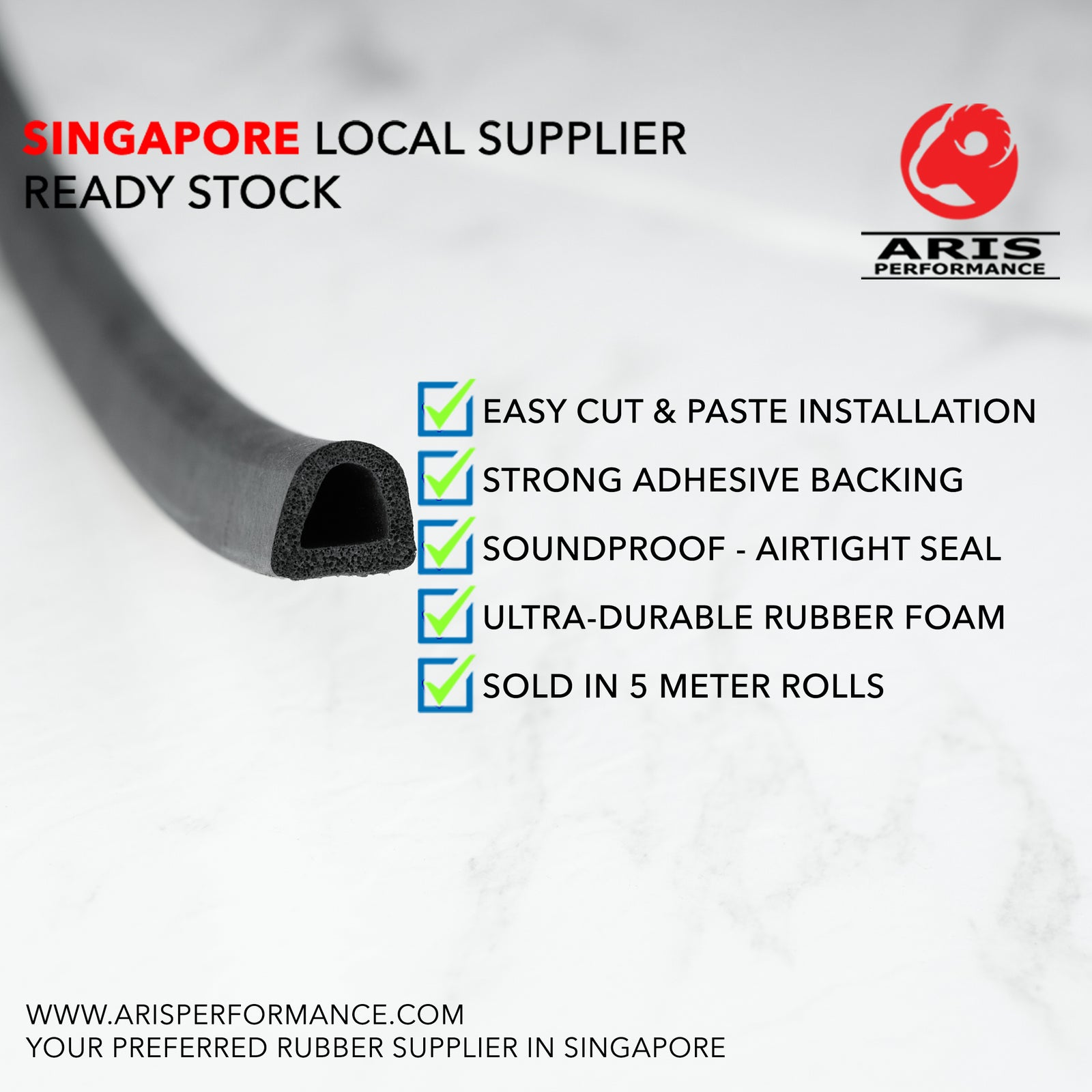 d shape rubber sponge with adhesive